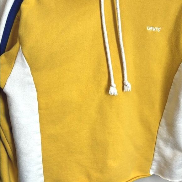 Levi's Sport | Women’s Yellow Cropped Short Crew Sweatshirt Hoodie Stripes - Picture 4 of 9